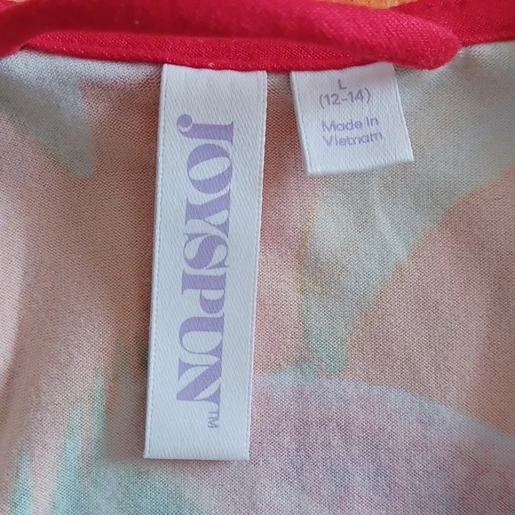 Joyspun "Peach Blossom" Notch Collar Short Sleeve Pajama Set ** SZ L - Picture 6 of 9